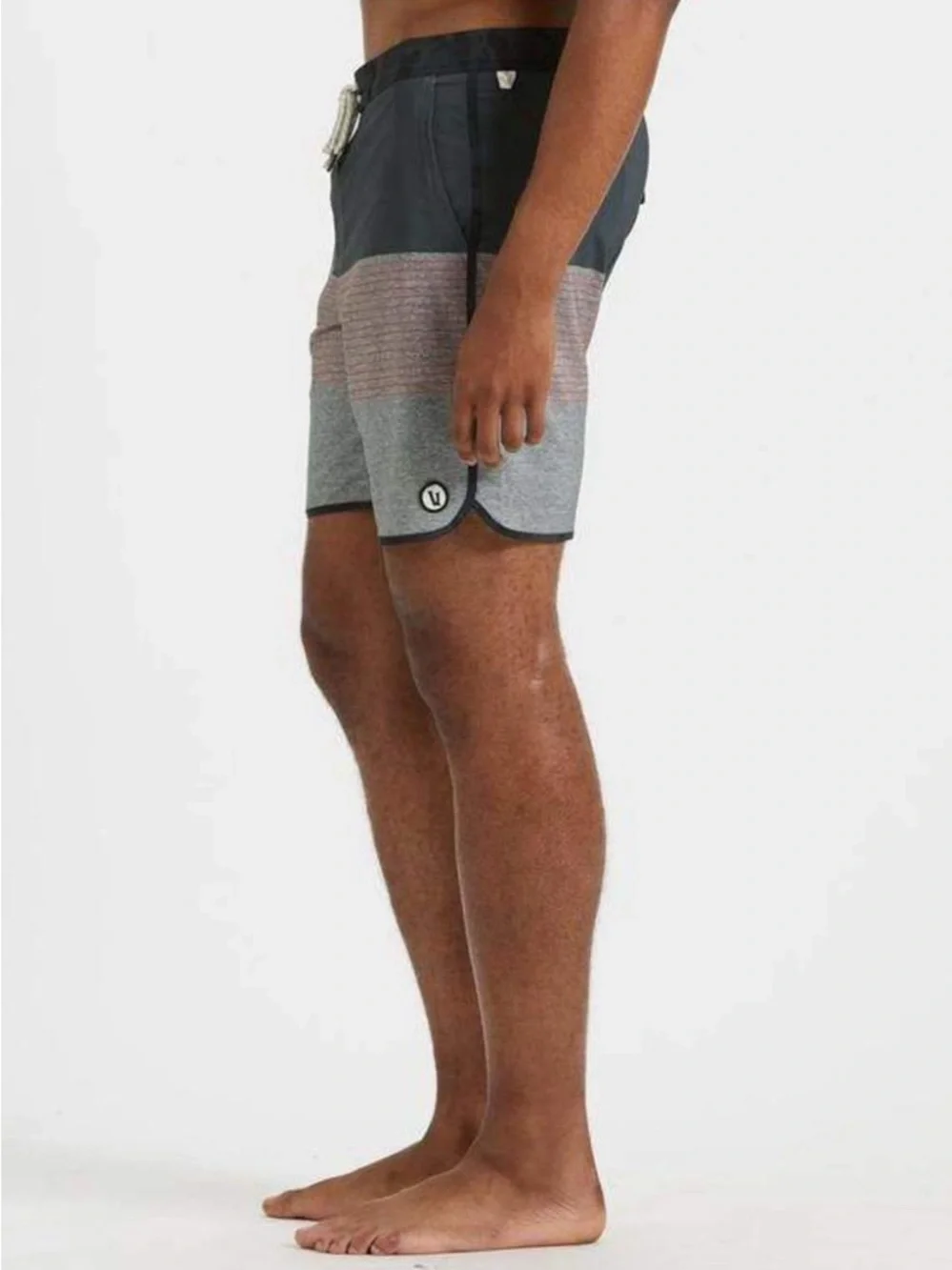 Vuori Men's Swim Shorts in Black with Dusty Rose Accent